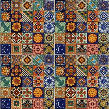 100 Hand Painted Talavera Mexican Tiles 2"x2" Spanish Mediterranean Decor