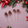 thumbnail image 2 of 30 unidades de ramilletes de piñas navideñas para decorar el árbol, piñas naturales en ramas alambradas, tallos rústicos para centros de mesa navideños, arreglo floral navideño., 2 of 8