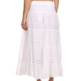 thumbnail image 2 of Sakkas Cassie Crochet Lace Trim Long Skirt With Fold-Over High Waistband - White - X-Small, 2 of 4