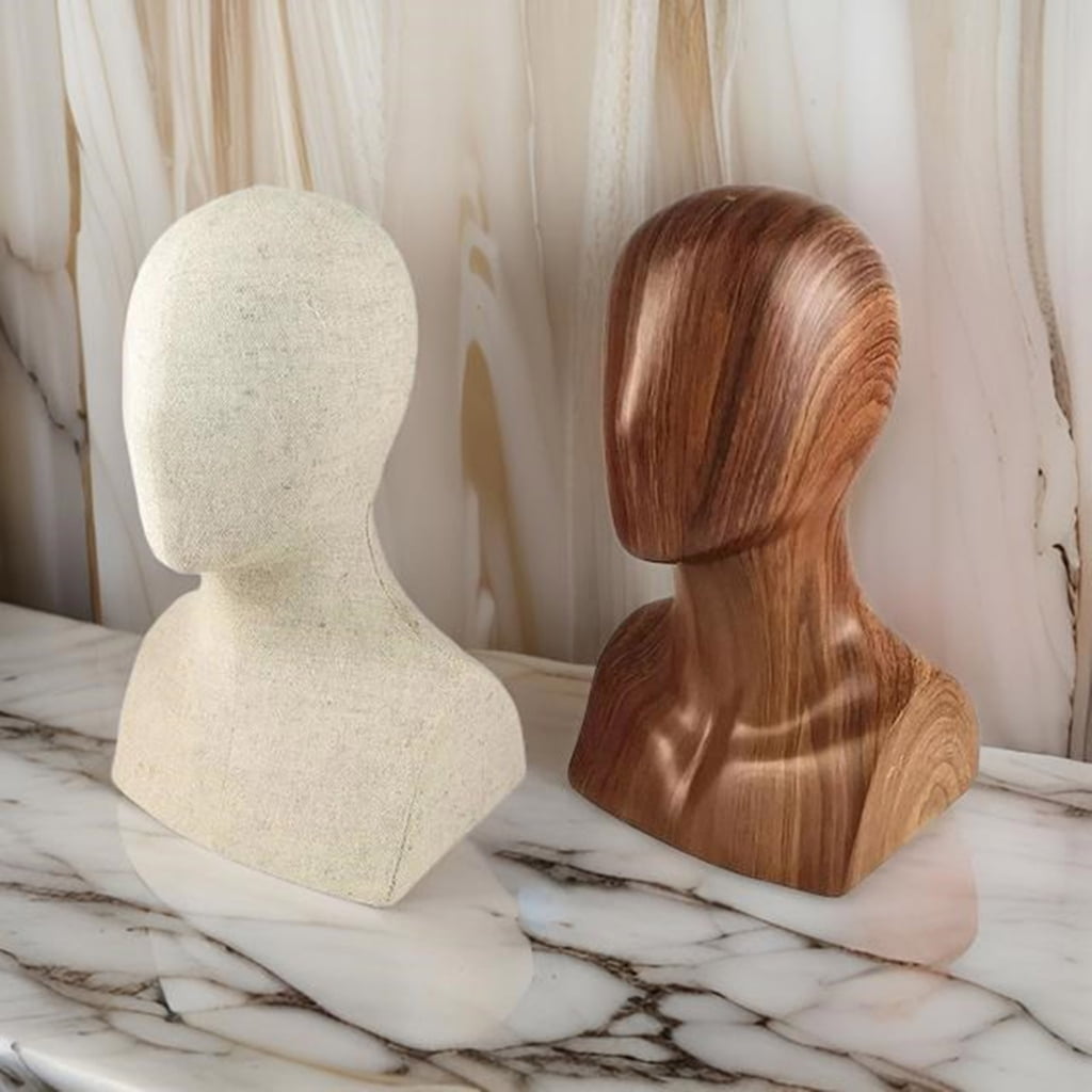 Tizuqe Professional Hat and Wigs Store Display Mannequin Head with Wood Grains Effect