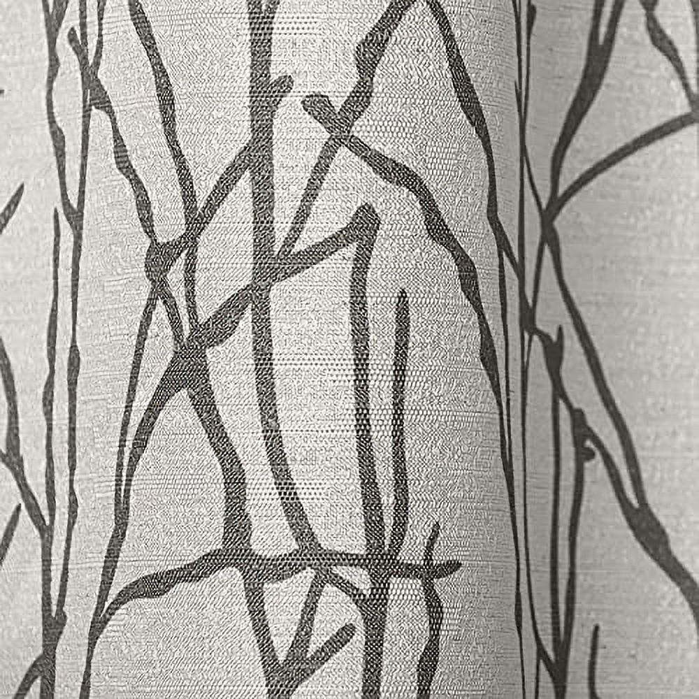 Exclusive Home Branches Linen Blend Grommet Top Curtain Panel Pair, 54"x84", Black Pearl