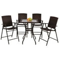 thumbnail image 3 of Costway 5Pcs Rattan Patio Furniture Set 4 Bar Stool Folding Chair Bar Table W/ Glass Top, 3 of 9