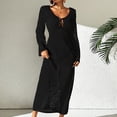 thumbnail image 3 of Bovxnpu Long Sleeve Dress for Women, Women Long Sleeve Dress Plus Size Vacation Beach Sun Protection Backless V Neck Dress Maxi Dress Spring Fall Outfits, 3 of 5