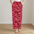 thumbnail image 4 of UAMVSH Women's Comfy Pajama Pants Heart Printed Wide Leg Lounge Pants Soft Flannel Fleece Warm Pj Bottoms with Pockets, 4 of 5