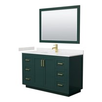 Wyndham Collection Miranda 54" Wood&Marble Single Bathroom Vanity in Green/Gold