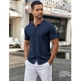 thumbnail image 3 of COOFANDY Mens Short Sleeve Button Down Shirts Vintage Knit Shirt Summer Casual Shirts, 3 of 8