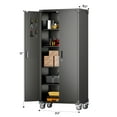 thumbnail image 6 of GAEANET 72 inches Metal Garage Storage Cabinet with Wheels, Locking Tall Steel Storage Cabinet with 2 Doors and 4 Shelves, Rolling Storage Cabinet for Office, Garage, Assembly Required, Black, 6 of 8