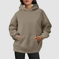 thumbnail image 2 of UJNDER Women's Oversized Pullover Hoodie with Large Pockets Long Sleeve Casual Sweatshirt for Fall and Winter Comfort Khaki L, 2 of 5