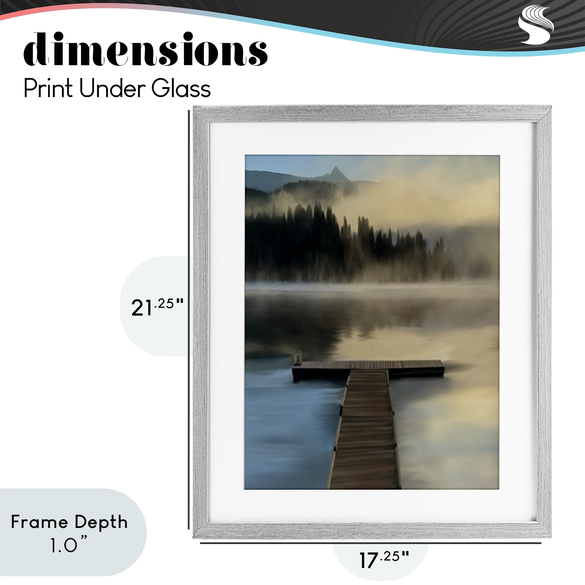 Stupell Industries Reflective Lake At Dusk Gray Framed Print Under Glass, design by Renel Peters