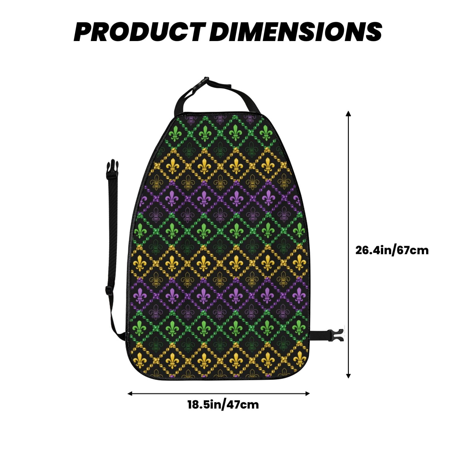 Xecao Mardi Gra Geometric Pattern Car Seat Back Protector 2 Pack Large Capacity Pocket, Kick Mats Back Seat Protector
