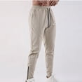 thumbnail image 2 of BiZtdJrK Joggers for Men Zip Ankle Side Elastic Waist Athletic Pants Drawstring Lightweight Training Workout Pant with Pockets Beige M, 2 of 10