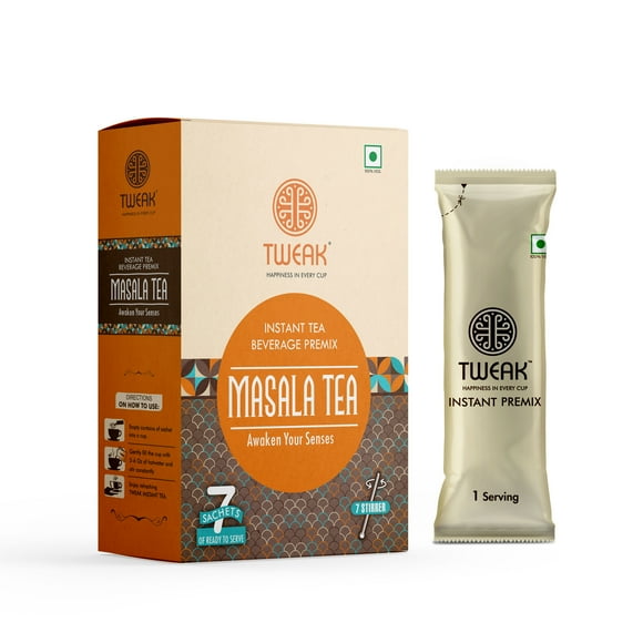 Tweak Masala Tea (Chai) Instant Premix 3-in-1 | Authentic Indian Chai Latte | 7 Sachets | Ready in Seconds | No Artificial Flavors