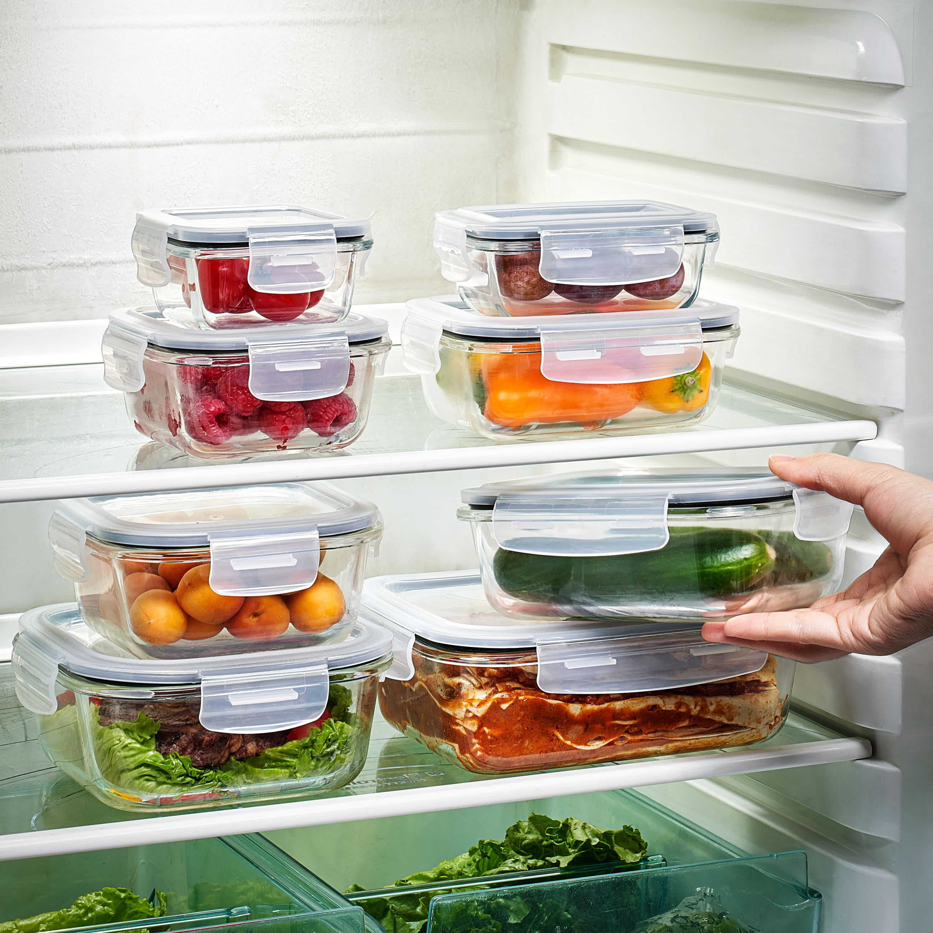 Sorbus Glass Food Storage Airtight Containers Set of 8 with Lids (16Pcs)