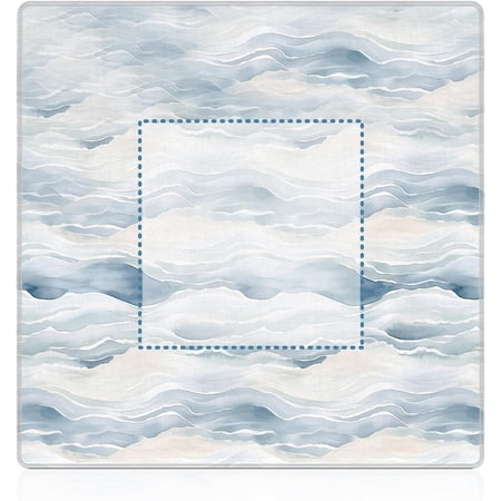 Blue and White Ocean Waves Beach Mahjong Mat 31.5x31.5, Preppy Blue Beach