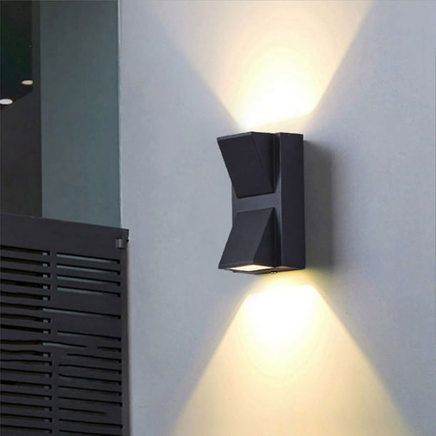 Aplique de Pared Exterior Moderno | Lámpara de Porche de Plástico de Ingeniería Inoxidable | Soporte de Pared Led Negro para Interiores y Exteriores | 8 X 6,5 X 14 Cm