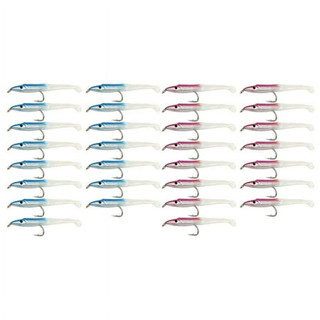 Fake Fishing Lure Sea Fishing Lure Bait with Hook Eel Bait 5cm/0.6G T Tail 30Pcs Blue & Pink