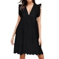 thumbnail image 1 of Ketyyh-chn99 Robe T-Shirt Femme Grande Taille Robe Maxi Manche à Volants Superposition Évasée Robe Mini Noir,P, 1 of 4