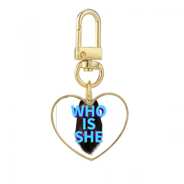 Question Back Dense Hair Art Deco Fashion Gold Heart Keychain Metal Keyring Holder