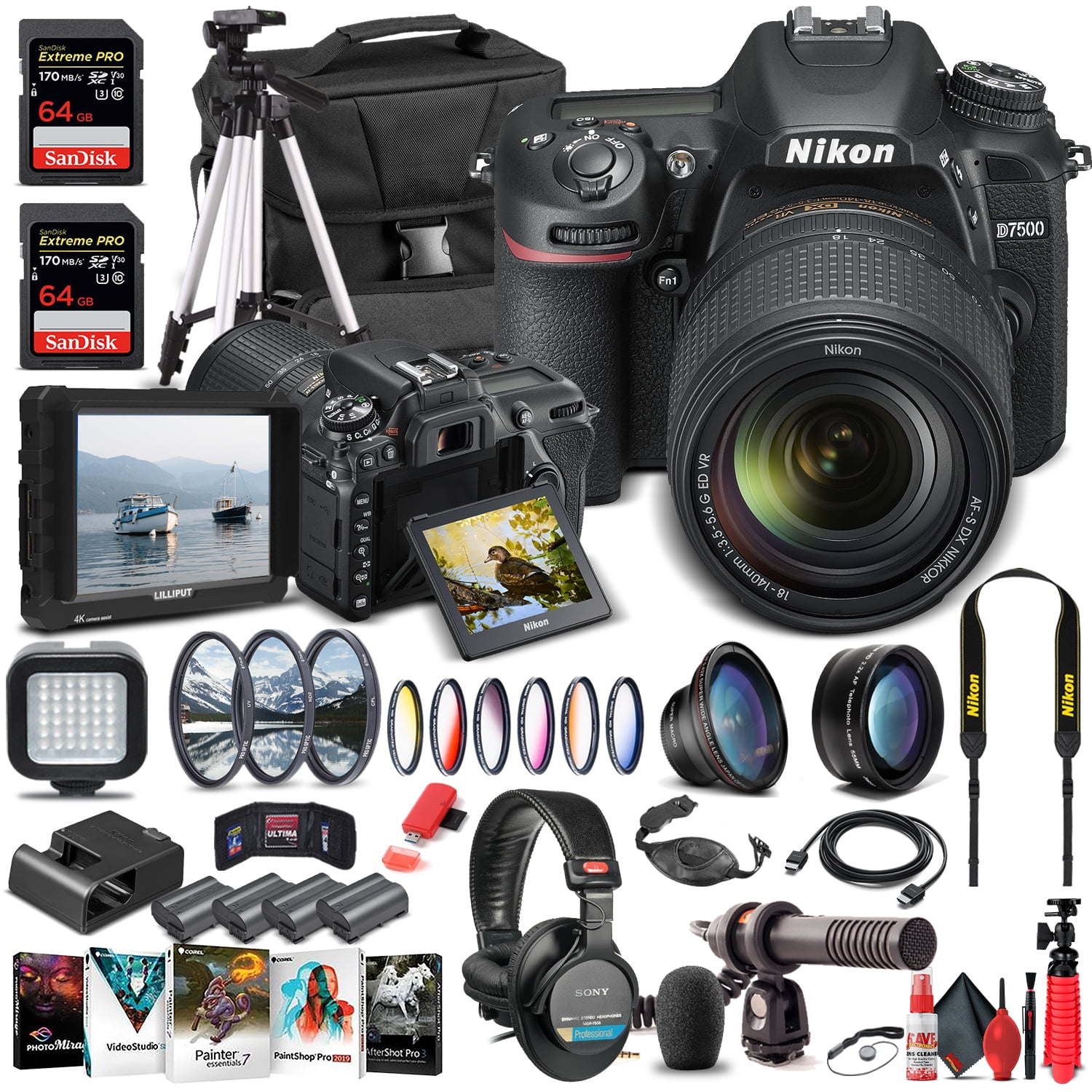 Nikon D7500 DSLR Camera 20.9MP with 18-140mm Lens 4K Video Pro Bundle (International Model)