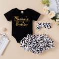 thumbnail image 2 of Baby Girls 3-piece Outfit Set Letter Print Romper+Shorts+Headband Set, 2 of 10
