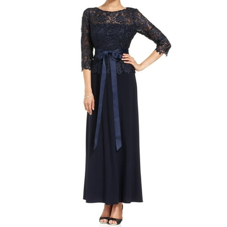 Patra - Patra NEW Blue Navy Womens Size 16 Illusion Lace Belted Ball ...