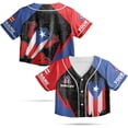 thumbnail image 2 of Lotusprinthandmade Personalized Name Puerto Rico Crop Top Baseball Jersey for Women XS-XL Multicolor, 2 of 5
