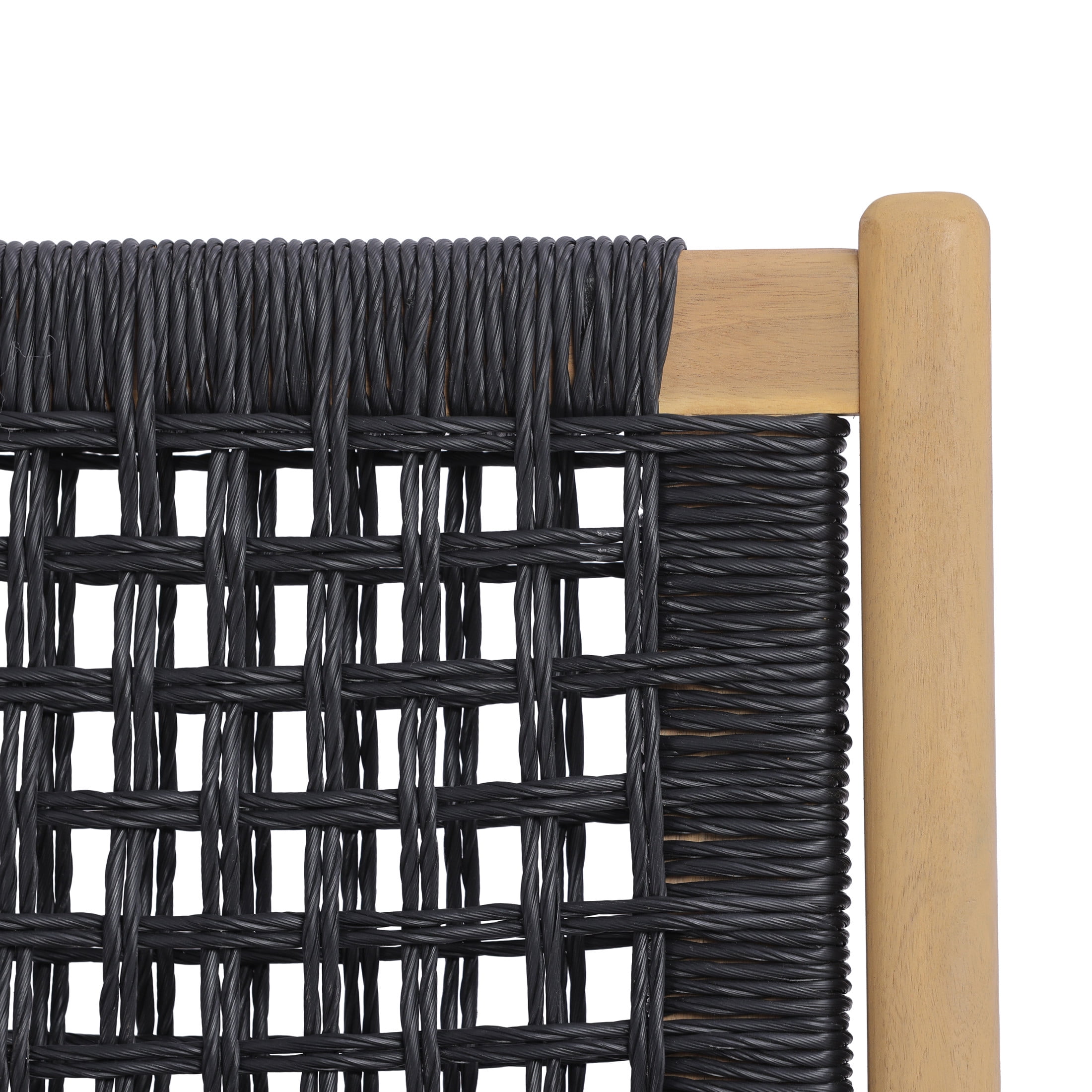 Christopher Knight Home 6-Piece Wood Patio Dining Table with Bench and Wicker Chairs Set, Black
