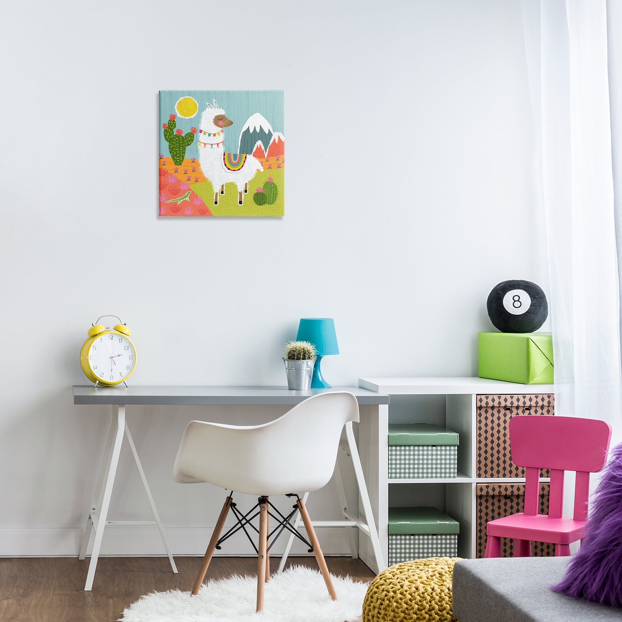 Stupell Industries Whimsical Llama Scene Animals Painting Wrapped Canvas Art Print Wall Art, 17 x 17
