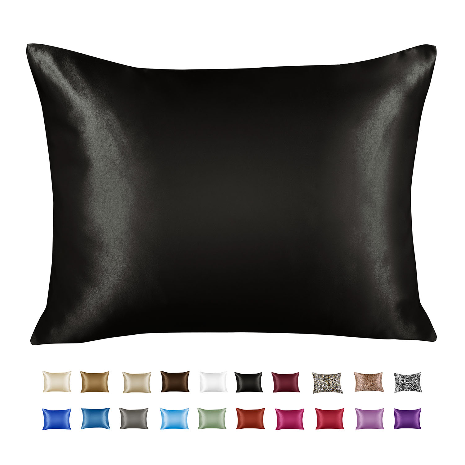 Luxury Satin Pillowcase w/Hidden Zipper, Queen Size, Black Walmart