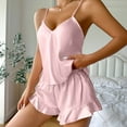 thumbnail image 4 of Womens Satin Pajamas with Silk Robe 3 Piece Sexy Pj Sleepwear Cami Tank and Shorts Set Lightweigh Loungewear, 4 of 5