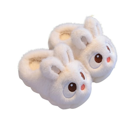 

Xfvqtps Child Fuzzy Slippers Rabbit Slippers Fleece Lining Soft Thick Cloud Sole Memory Foam Slip on Non-Slip Comfortable Cozy Warm Winter House Slippers for 0-12 Years