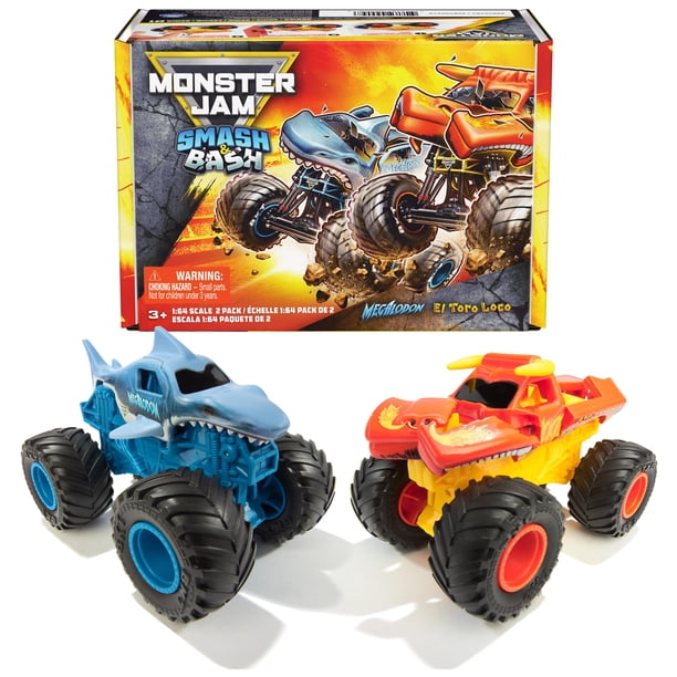 Monster Truck Monster Jam Smash & Bash, paquete de 2 unidades, 1:64
