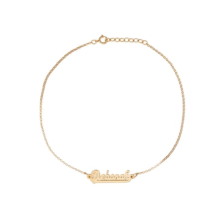 Personalized 14kt Gold over Sterling Silver Script Name Anklet