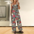 thumbnail image 4 of QATAINLAV Jumpsuits for Women Dressy, Casual Sleeveless Strap Hippie Jumpsuit 2025 Trendy Mushroom Print Overalls Wide Leg One Piece Pants with Pockets Streetwear Birthday Gifts Gray XXL, 4 of 8