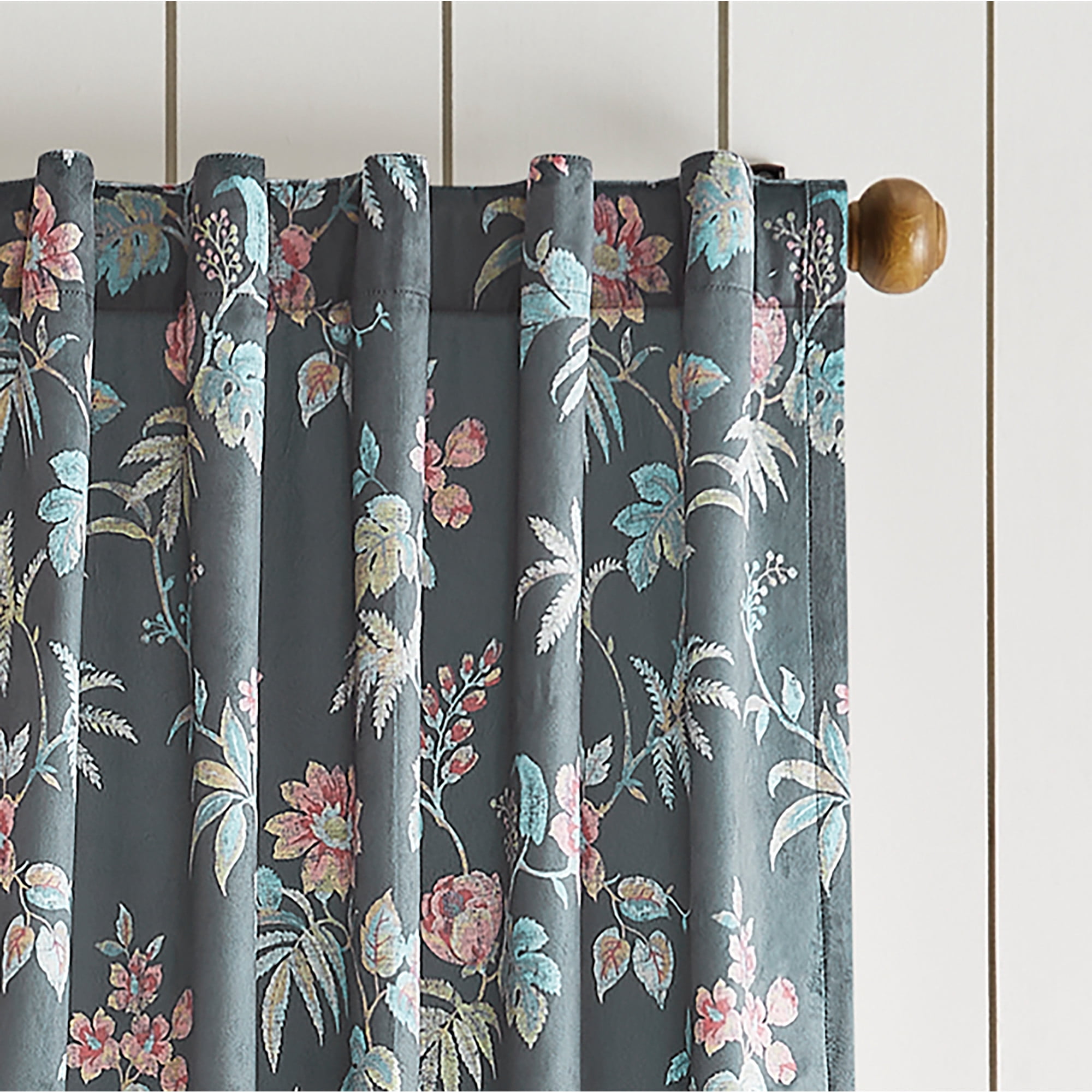 Martha Stewart Norah Curtain Panel Pair, Charcoal, Back Tab, Room Darkening, Indoor, Adult, 2 Piece Set, 37" x 84"