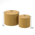 thumbnail image 4 of Nesting Coffee Table Set of 2, Round Wooden Coffee Tables Modern Circle End Table Side Table for Small Spaces Living Room, Bedroom, Balcony, Office, Wood Color, 4 of 7