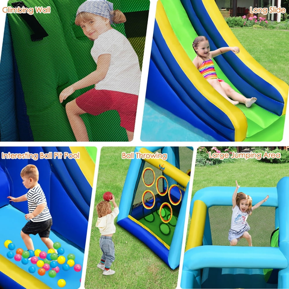 Aimee Lii 5-in-1 Kids Inflatable Climbing Bounce House without Blower, Playhouse for Kids Outdoor