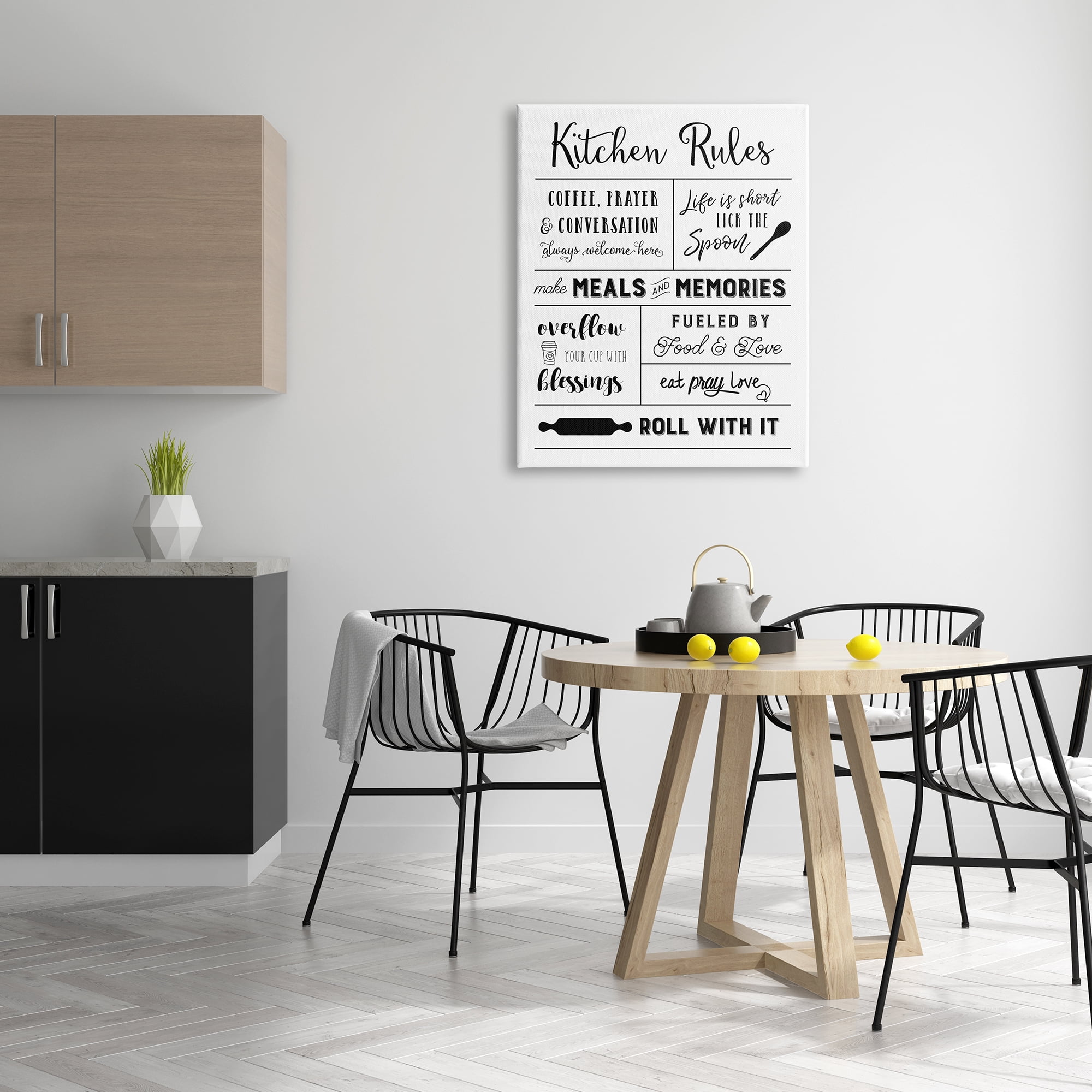 Stupell Industries Minimal Kitchen Rules Chart Food & Beverage Painting Gallery Wrapped Canvas Art Print Wall Art, 30 x 40