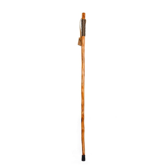 Bastón FOREST PILOT de madera de abeto puro, estilo conciso, para senderismo, con cuerda de paracaídas enrollada (color natural, 122 cm, 1 unidad)