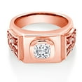 thumbnail image 2 of Gem Stone King 18K Rose Gold Plated Silver Men's Ring Set with Moissanite (2.43 Cttw) (Size 8), 2 of 4