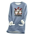 thumbnail image 4 of Feancey Merry Christmas Sweatshirts for Women Winter Fleece Lined Pullover Funny Casual Gnomes Print Crewneck Tops Fuzzy Thermal Loungewear Pajamas Wine XXL, 4 of 4