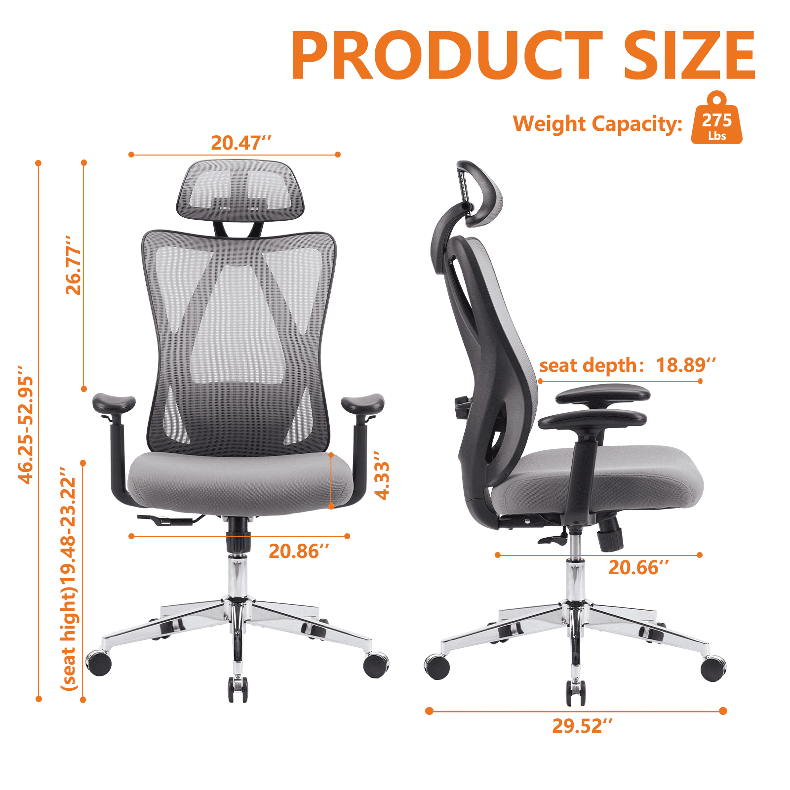 MAYEERTY Tall Office Chair for Standing Desk with Adjustable Foot Ring,Counter Height Office Chairs