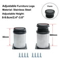 thumbnail image 3 of 3 Inch Furniture Legs Stainless Steel Feet Sofa Cabinet Shelves Leg Replacement Adjustable Height 5pcs, 3 of 7