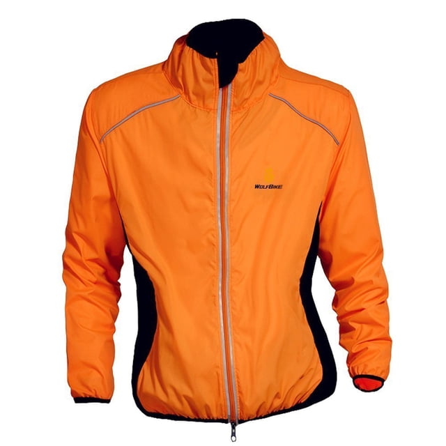 WOLFBIKE Cycling Jacket Jersey Long Sleeve Wind Coat, Color: Orange, Size: XL
