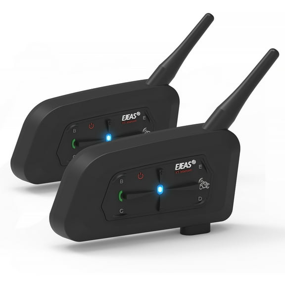 EJEAS V7 7 Riders Motorcycle Bluetooth Intercom CVC Noise Reduction 2-Way Waterproof Motorcycle Motorbike Headset 2Pc