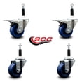 thumbnail image 2 of 3 Inch Solid Poly Swivel 7/8 Inch Expanding Stem Caster Set 2 Total Lock Brakes, 2 of 2