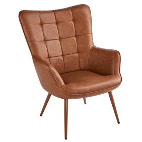 Better Homes Gardens Nola Modern Chair With Arms Camel Faux Leather Walmart Com Walmart Com