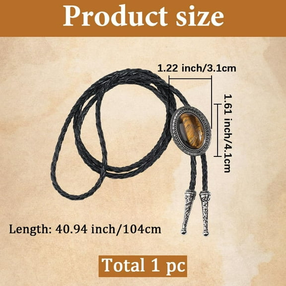 Bolo Tie for Men Western Cowboy Vintage Neckties with Natural Howlite Gem Antique Bronze Alloy Pendent Leather Rope