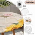 thumbnail image 4 of Round Fitted Tablecloth,Farm Sunflowers on Vintage Letter Circle Table Cover Waterproof Table Cloth with Elastic Edge,Pink Roses Floral Outdoor Tablecloths for Kitchen Picnic 36-44in, 4 of 9