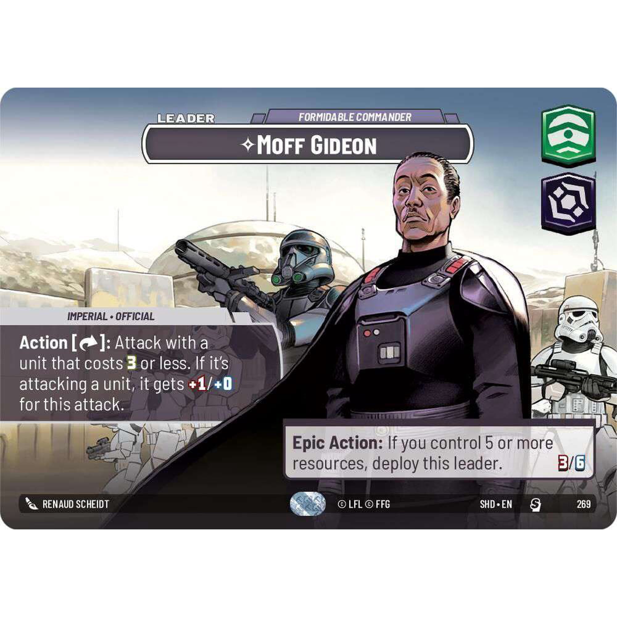 Star Wars: Unlimited Shadows of the Galaxy Special Moff Gideon - Formidable Commander #269 (Showcase)